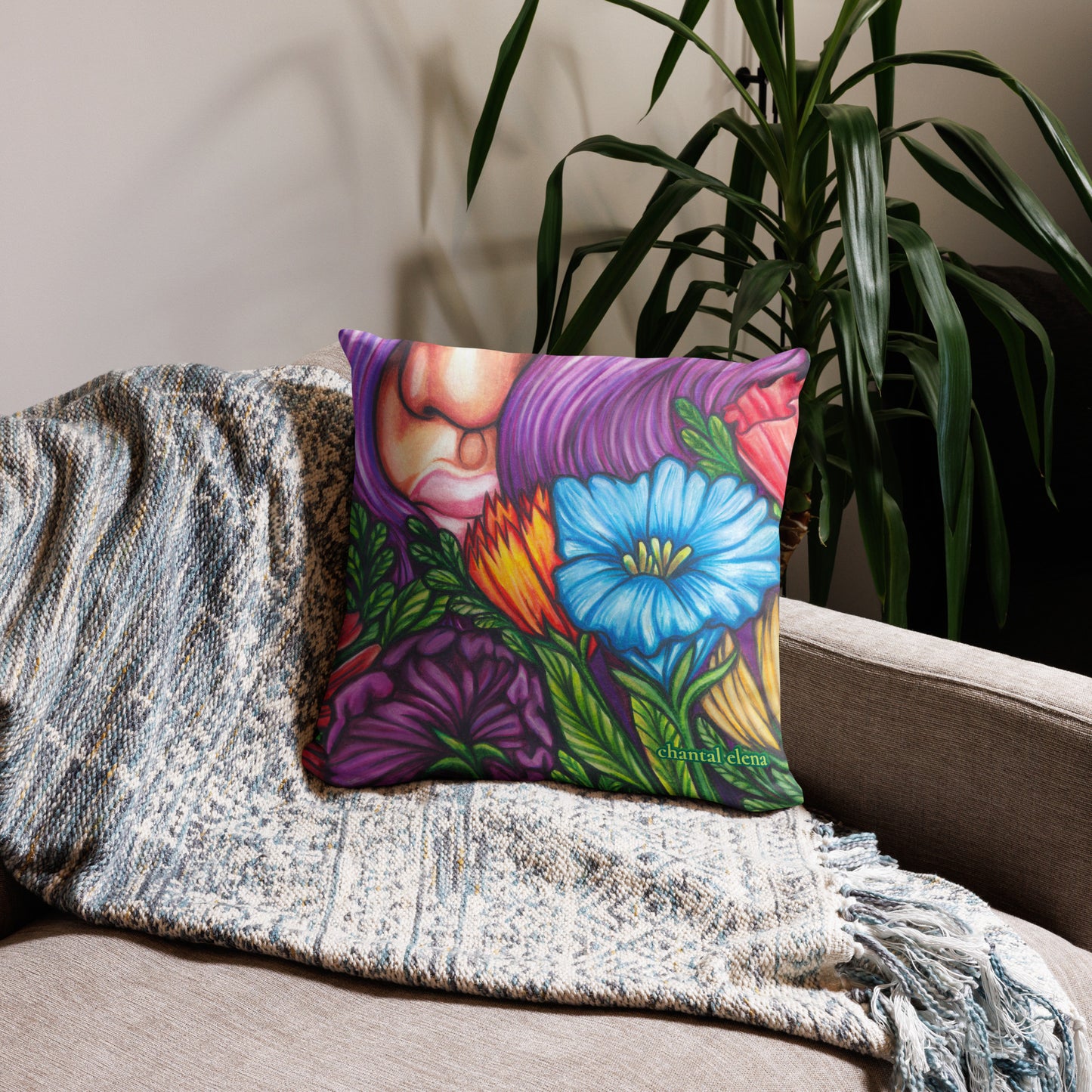 Fairy Hunting floral art pillow