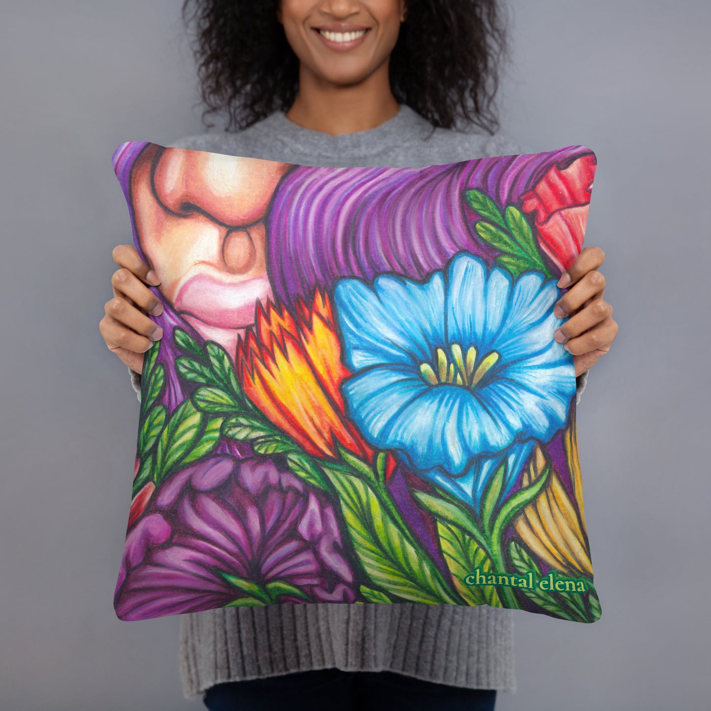 Fairy Hunting floral art pillow
