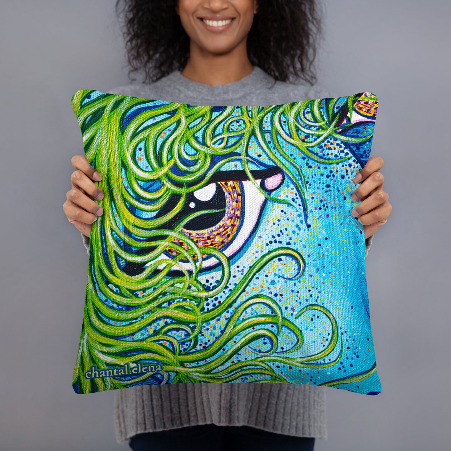 Windswept colorful art pillow
