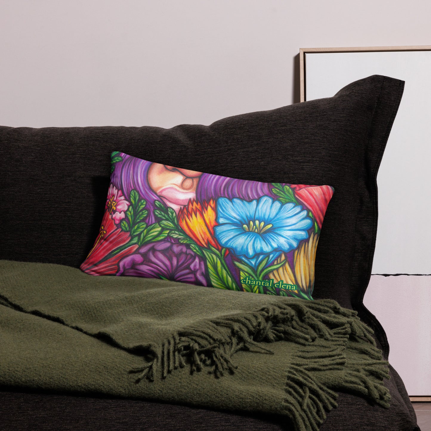 Fairy Hunting floral art pillow
