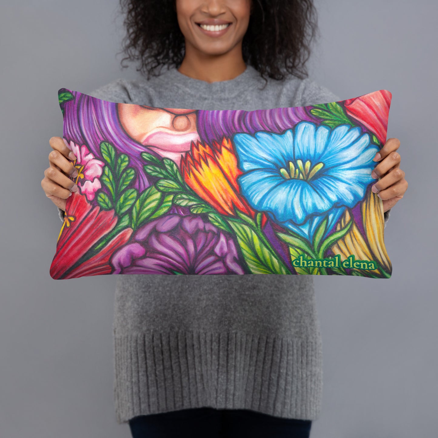 Fairy Hunting floral art pillow