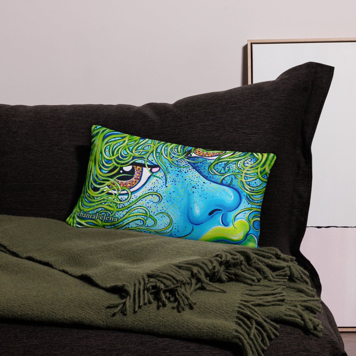 Windswept colorful art pillow
