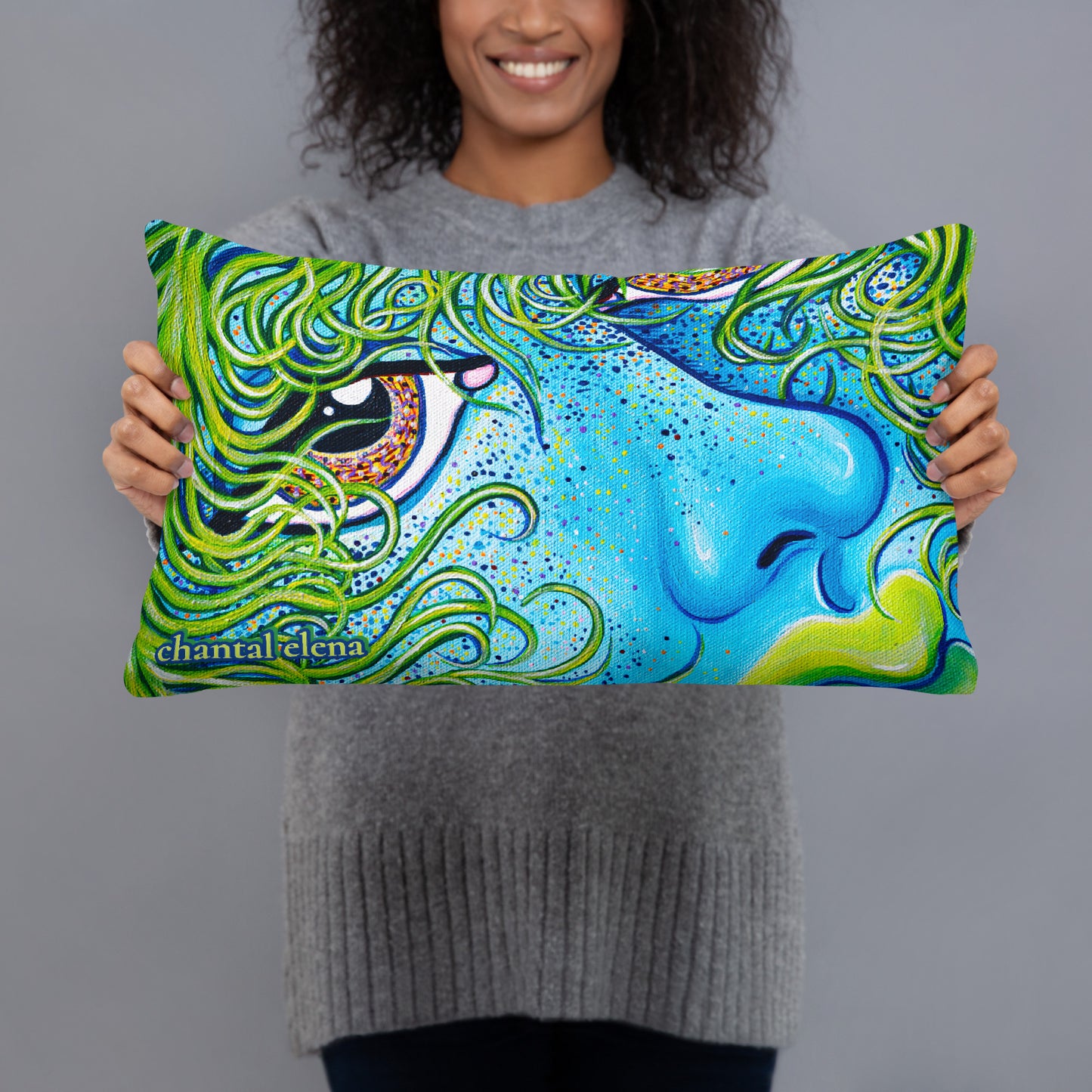 Windswept colorful art pillow