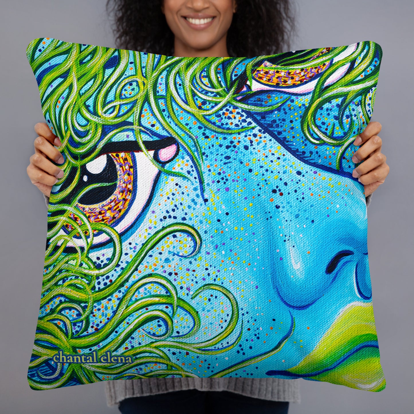 Windswept colorful art pillow