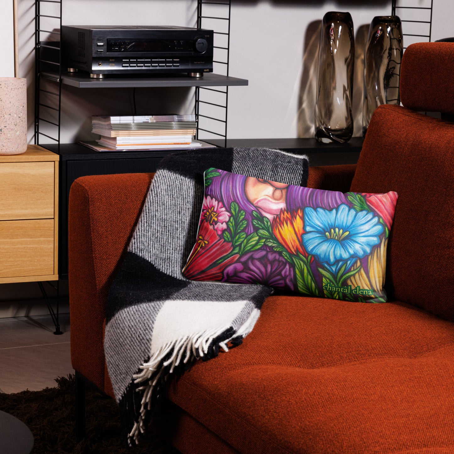Fairy Hunting floral art pillow